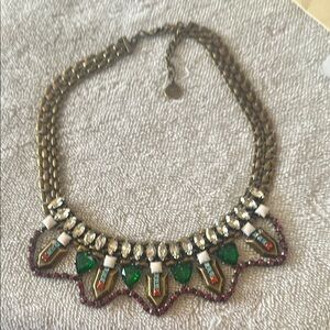 Stella & Dot Green and Gold Necklace Statement Jewelry